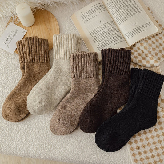 Luviie™ Cozy Knit Mid-Calf Socks for Fall & Winter – 5 Pair